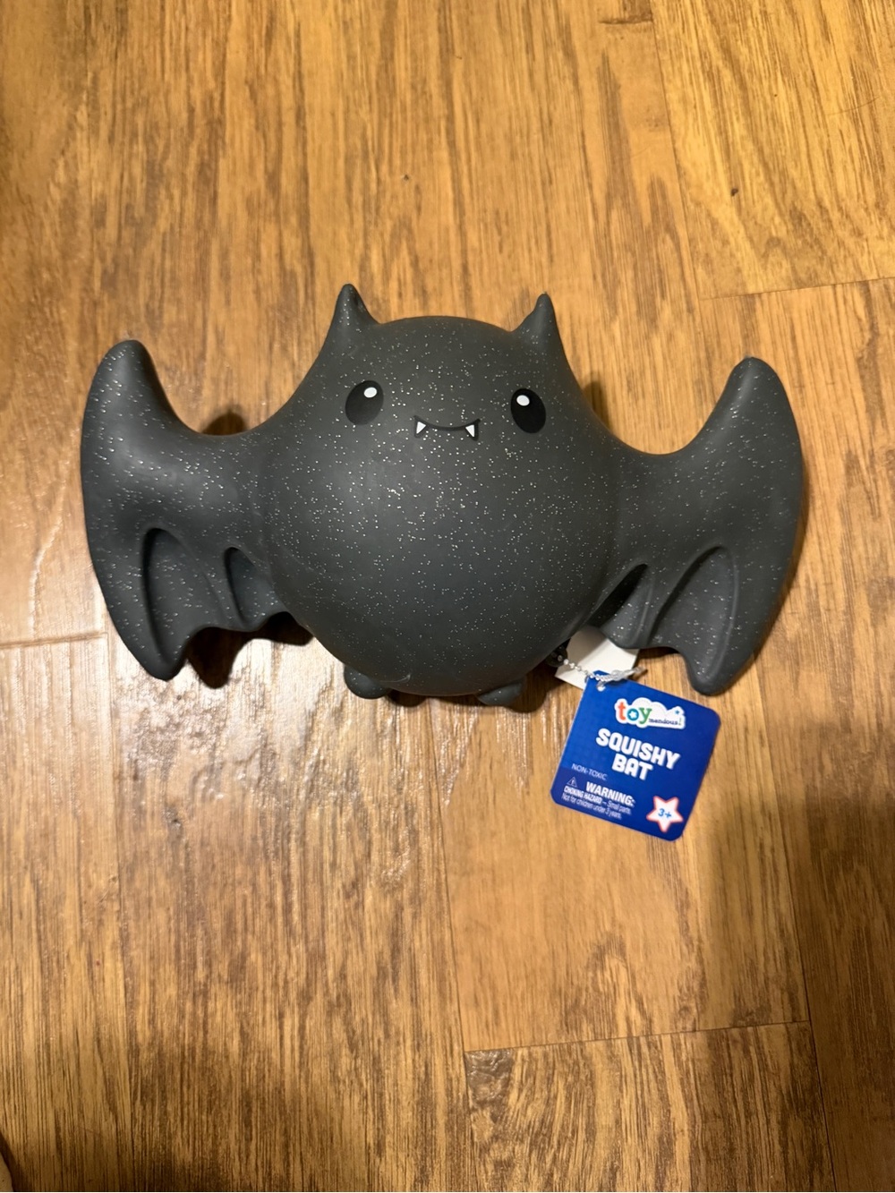Toymendous Halloween Black Glitter Squishy Bat NWT